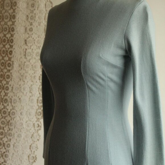 Vintage 1960s Wiggle Dress, Jonathan Logan Blue Wool Dress, Chumley Sportswear - Picture 8 of 13